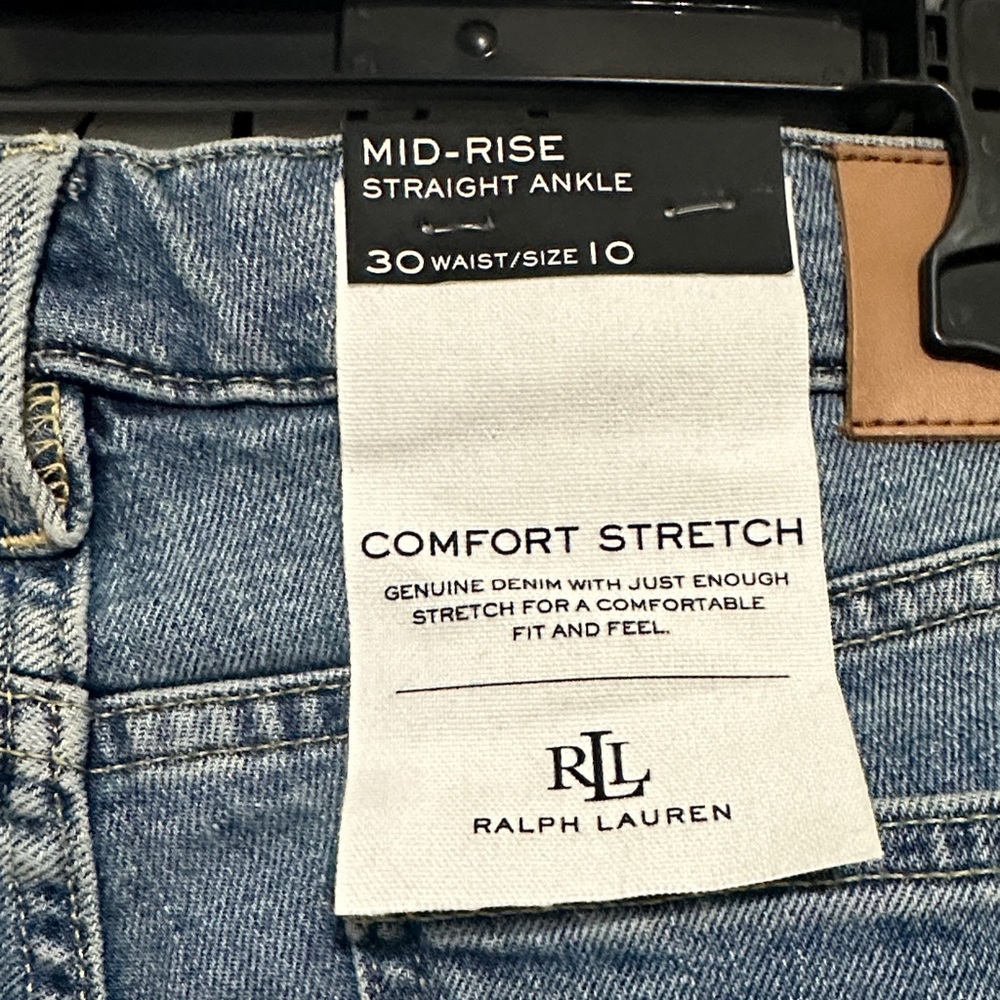 NWT Ralph Lauren Women's Mid rise Straight ankle Blue Jeans Sz 10